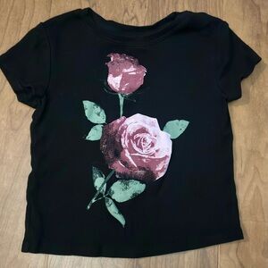 Girls rose Black Tee